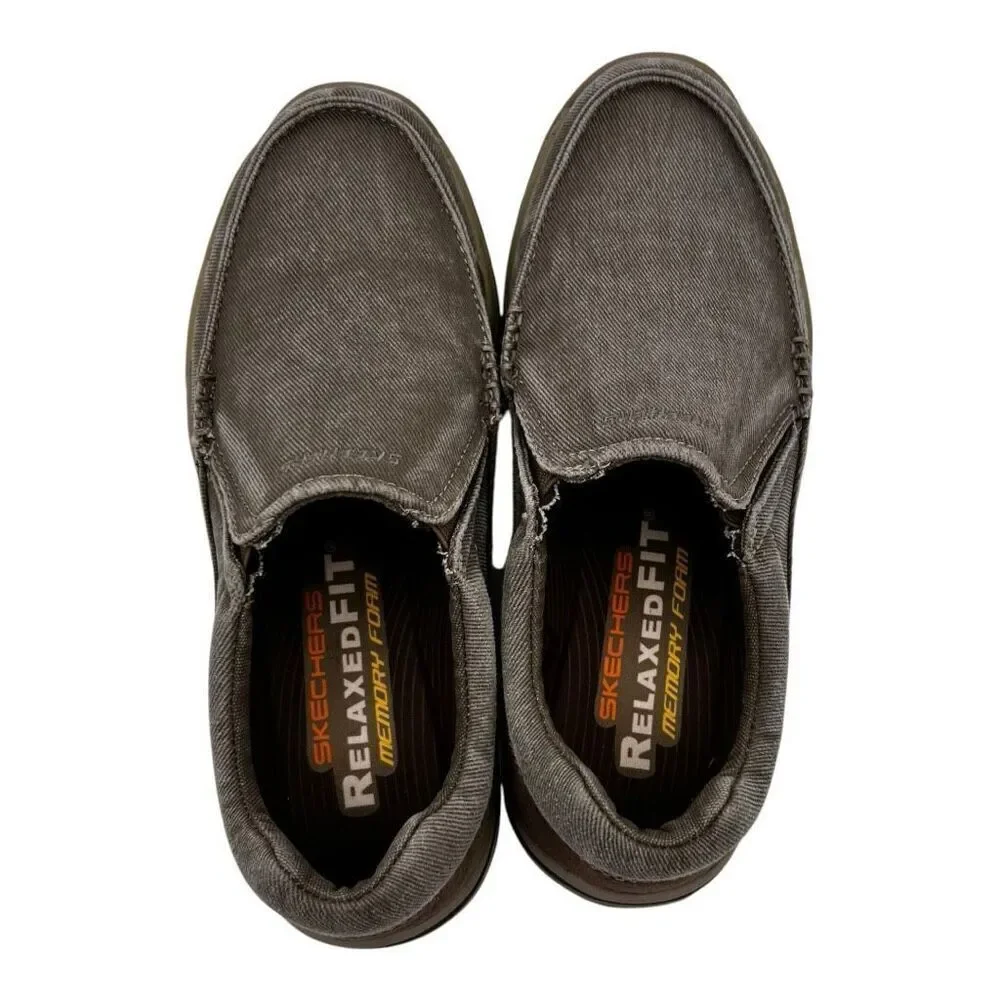 Skechers Men's 7.5 Slip-On Relaxed Fit Expected Avillo Casual Shoes Grey Beige